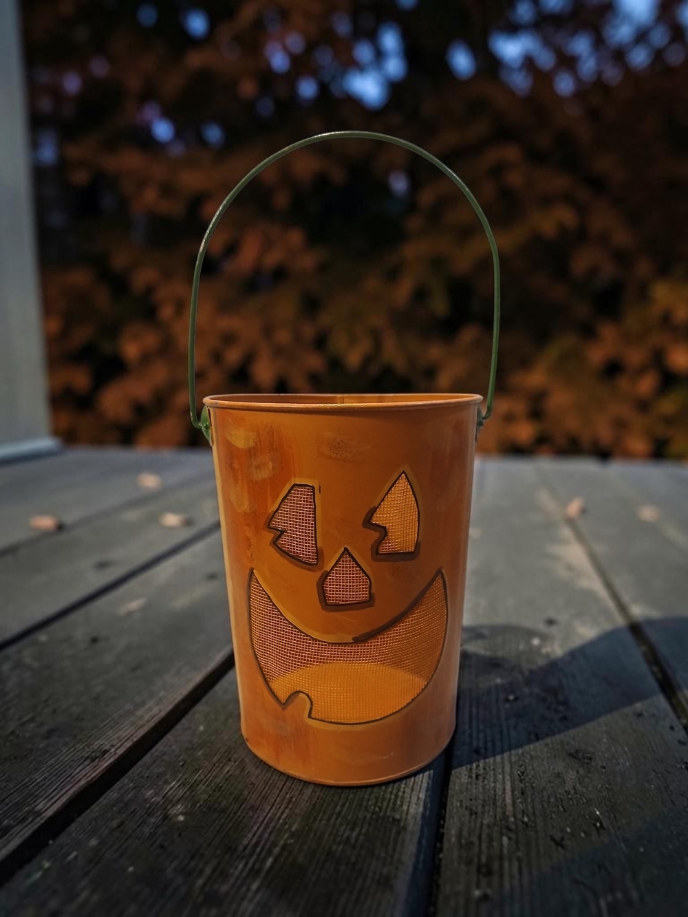White Barn Orange Pumpkin Jack-O'-Lantern Metal Lantern